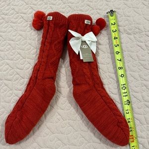 Ugg womens red fleece lined cozy socks size 5-10